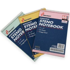 SKILCRAFT 50% Recycled Steno Notebooks, 6" x 9", Gregg Ruled, 60 Pages (30 Sheets), White/Blue, Pack Of 3 (AbilityOne 7530-01-454-5702)