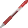 SKILCRAFT® Retractable Gel Pens, Fine Point, 0.5 mm, Clear/Red Barrel, Red Ink, Pack Of 12 Pens