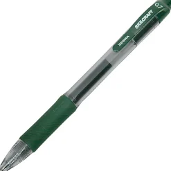 SKILCRAFT® Retractable Gel Pens, Medium Point, 0.7 mm, Clear/Green Barrel, Green Ink, Pack Of 12 Pens