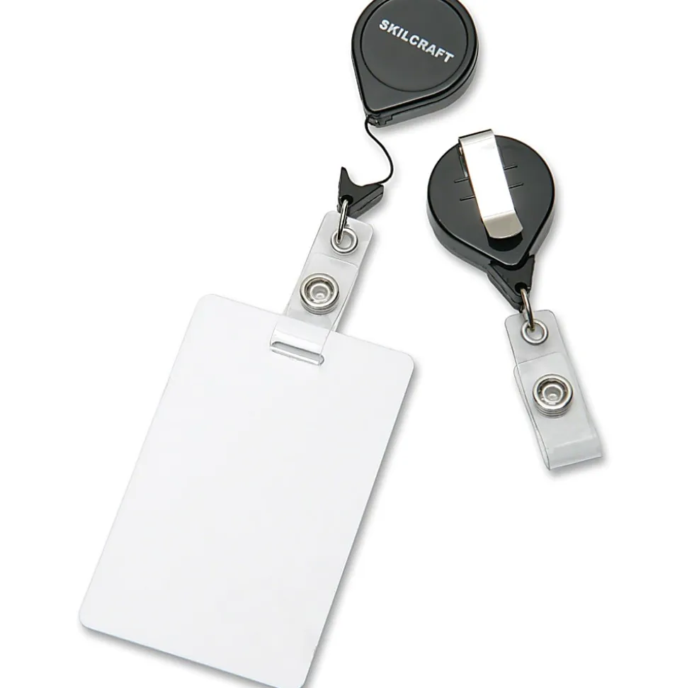 SKILCRAFT Retractable ID Badge Holder, Black