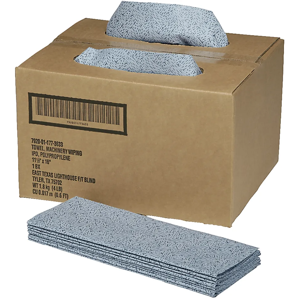 SKILCRAFT® ScrubWipes Preparation Wipers, 11 1/2" x 16 1/2", Blue, Pack Of 300 (AbilityOne 7920-01-177-3633)
