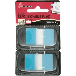 SKILCRAFT® Self-Stick Rectangular Flags, 1" x 1 3/4", Blue, 50 Flags Per Dispenser, Pack Of 2 (AbilityOne 7510-01-621-1307)