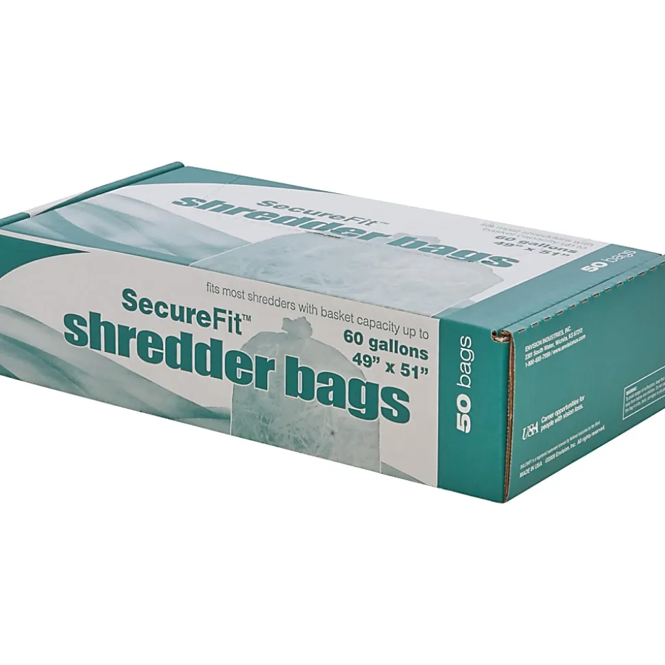 SKILCRAFT Shredder Bags, 49" x 51", 60 Gallons, Clear, 25 Bags Per Roll, Set of 2 Rolls, (AbilityOne 8105-01-557-4982)