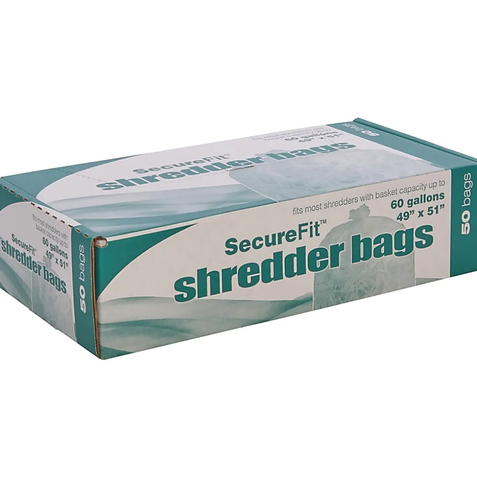 SKILCRAFT Shredder Bags, 49" x 51", 60 Gallons, Clear, 25 Bags Per Roll, Set of 2 Rolls, (AbilityOne 8105-01-557-4982)