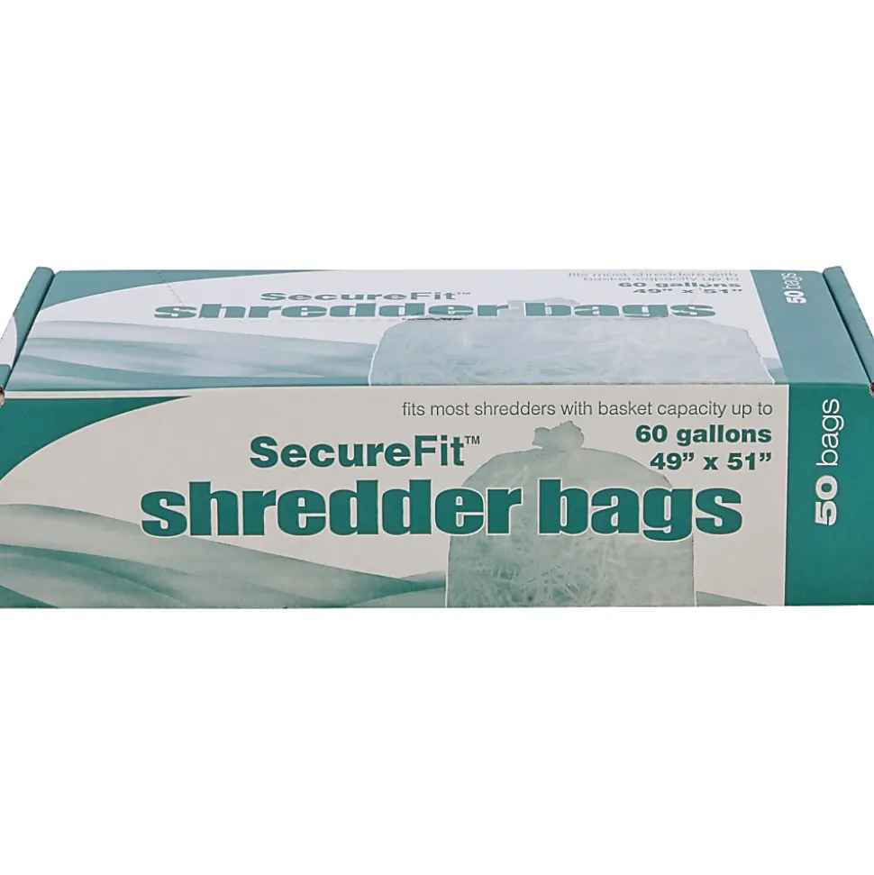 SKILCRAFT Shredder Bags, 49" x 51", 60 Gallons, Clear, 25 Bags Per Roll, Set of 2 Rolls, (AbilityOne 8105-01-557-4982)