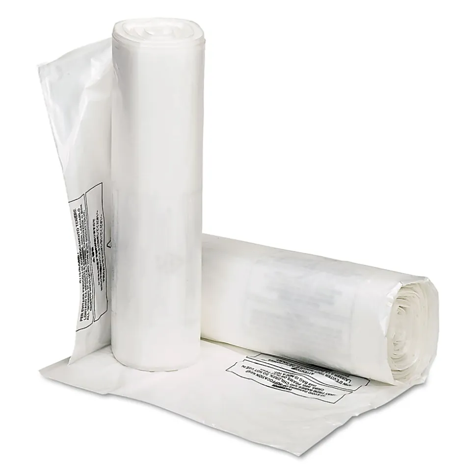 SKILCRAFT Shredder Bags, 49" x 51", 60 Gallons, Clear, 25 Bags Per Roll, Set of 2 Rolls, (AbilityOne 8105-01-557-4982)