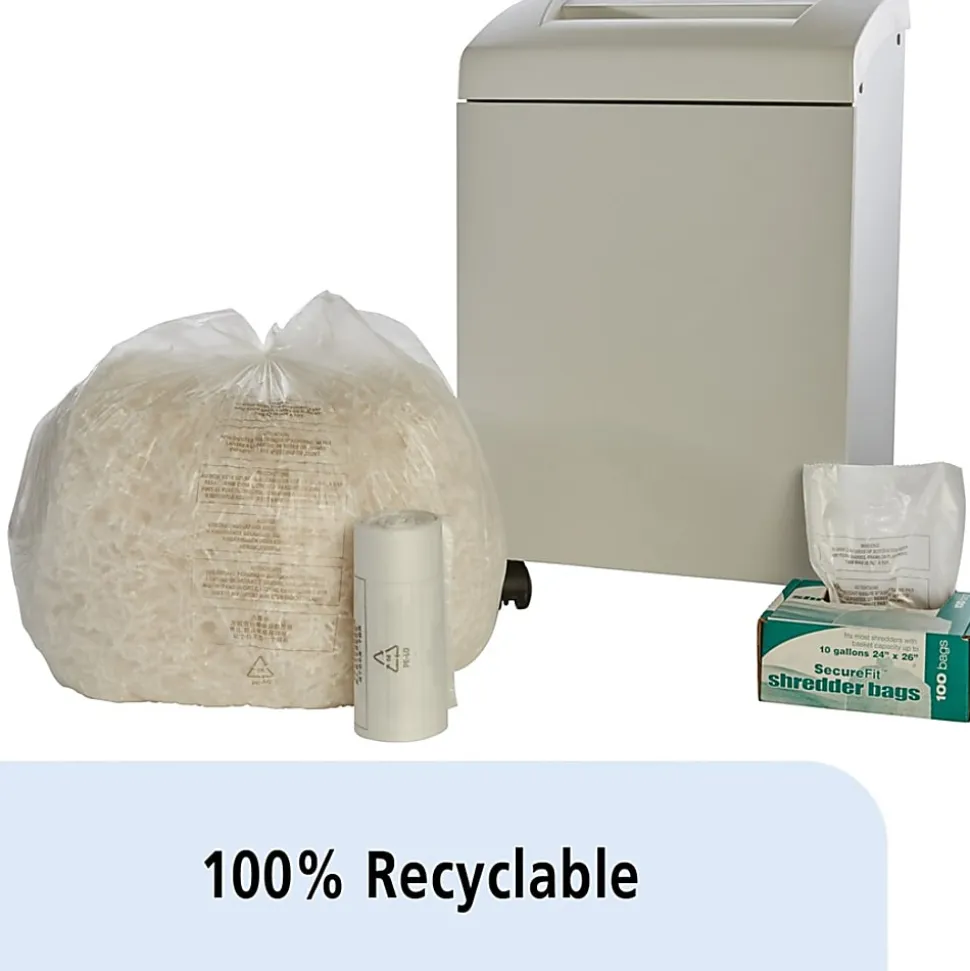 SKILCRAFT Shredder Bags, 24" x 26", 10 Gallons, Clear, 50 Bags Per Roll, Set Of 2 Rolls, (AbilityOne 8105-01-557-4975)
