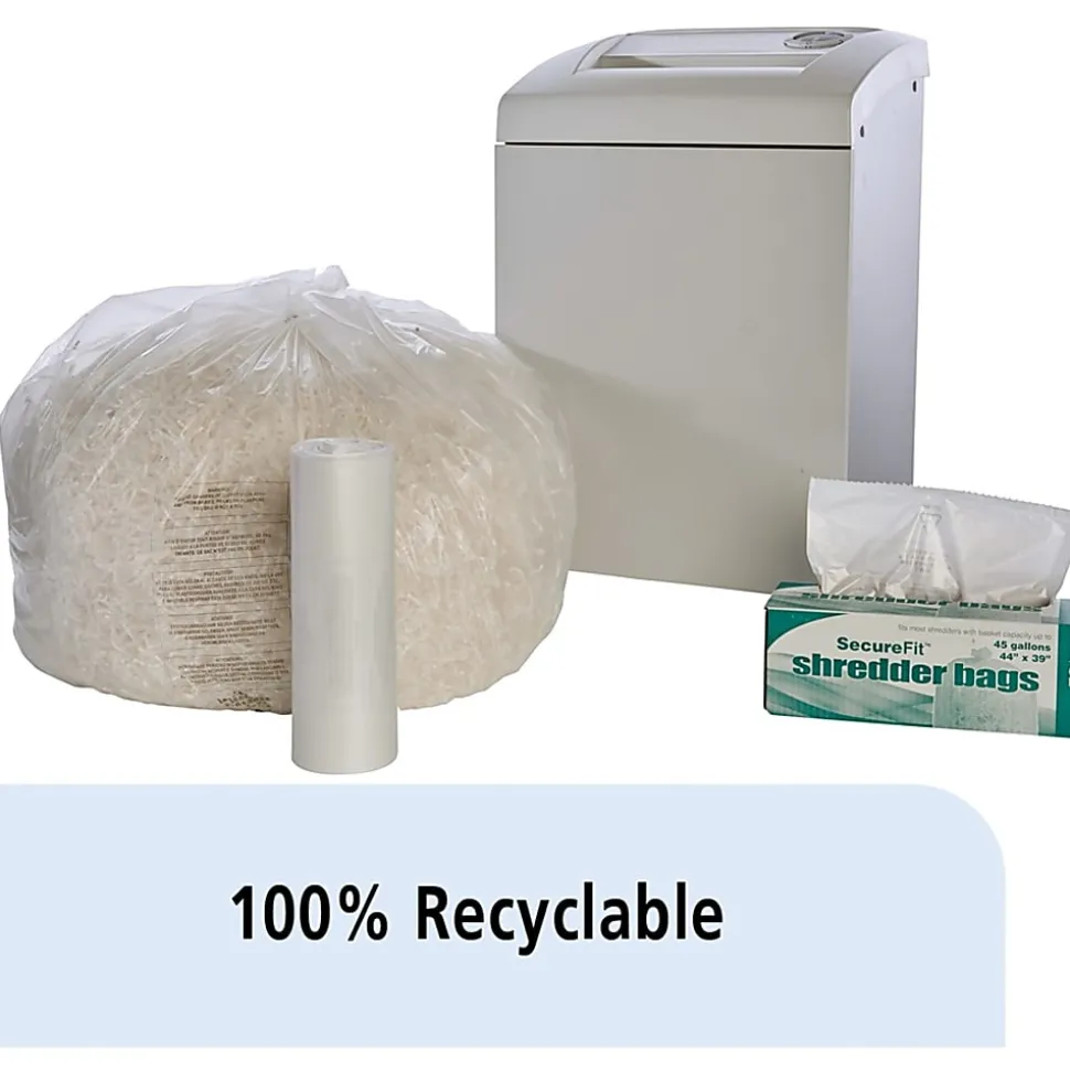 SKILCRAFT Shredder Bags, 44" x 39", 45 Gallons (1 Roll Of 50) (AbilityOne 8105-01-557-4974)