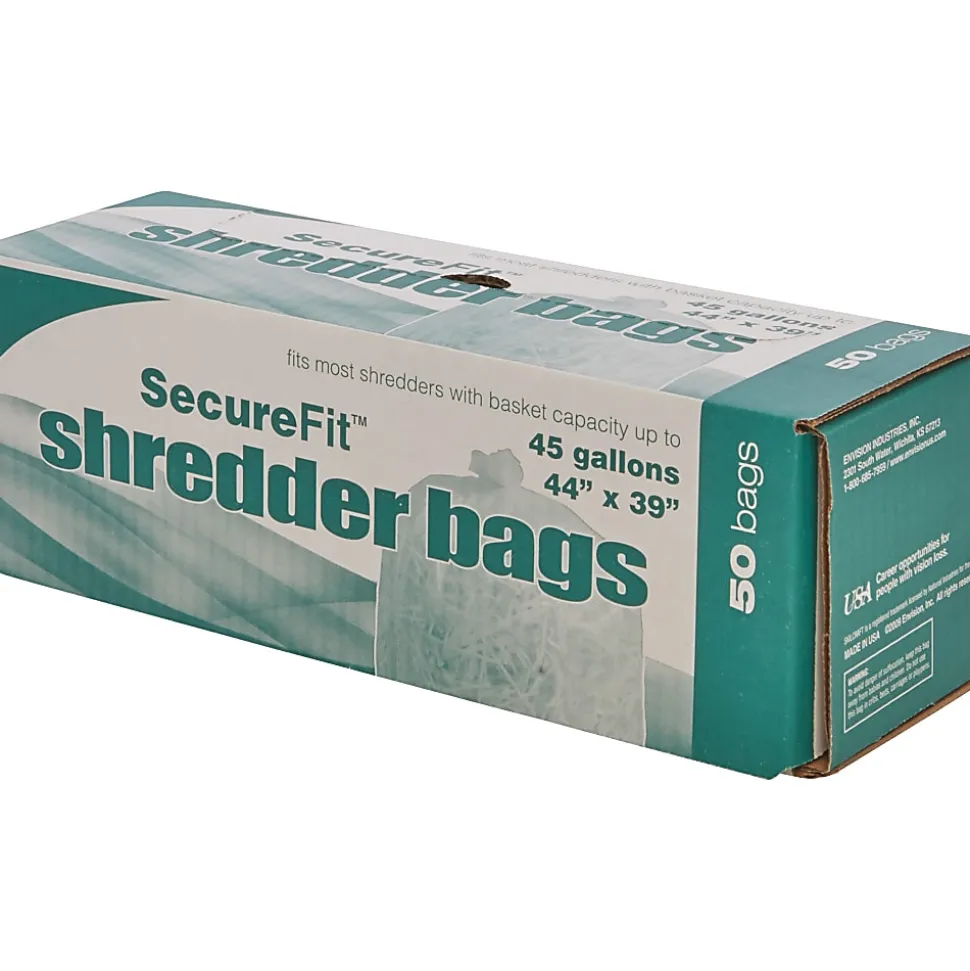 SKILCRAFT Shredder Bags, 44" x 39", 45 Gallons (1 Roll Of 50) (AbilityOne 8105-01-557-4974)
