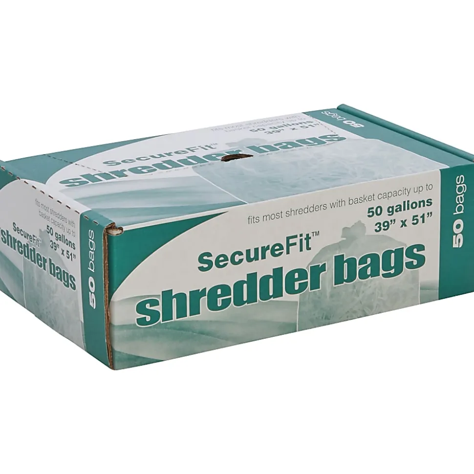 SKILCRAFT Shredder Bags, 39" x 51", 50 Gallons, Clear, 25 Bags Per Roll, Set of 2 Rolls, (AbilityOne 8105-01-557-4976)