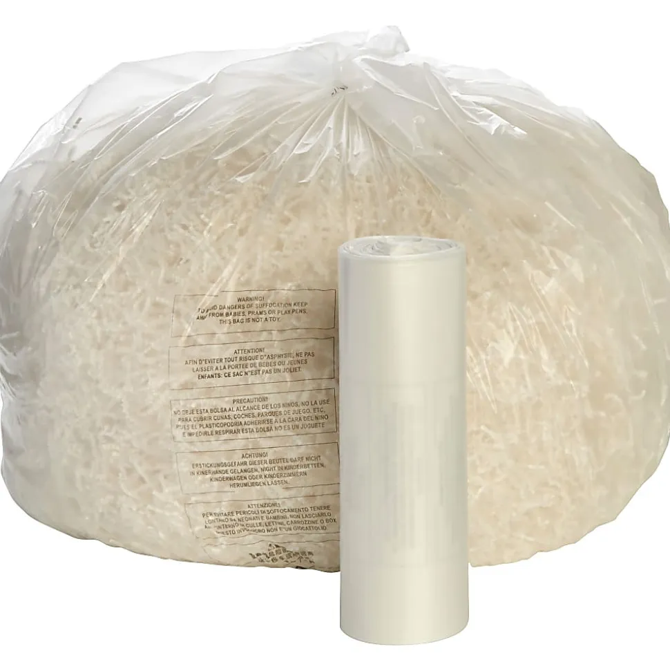 SKILCRAFT Shredder Bags, 39" x 51", 50 Gallons, Clear, 25 Bags Per Roll, Set of 2 Rolls, (AbilityOne 8105-01-557-4976)