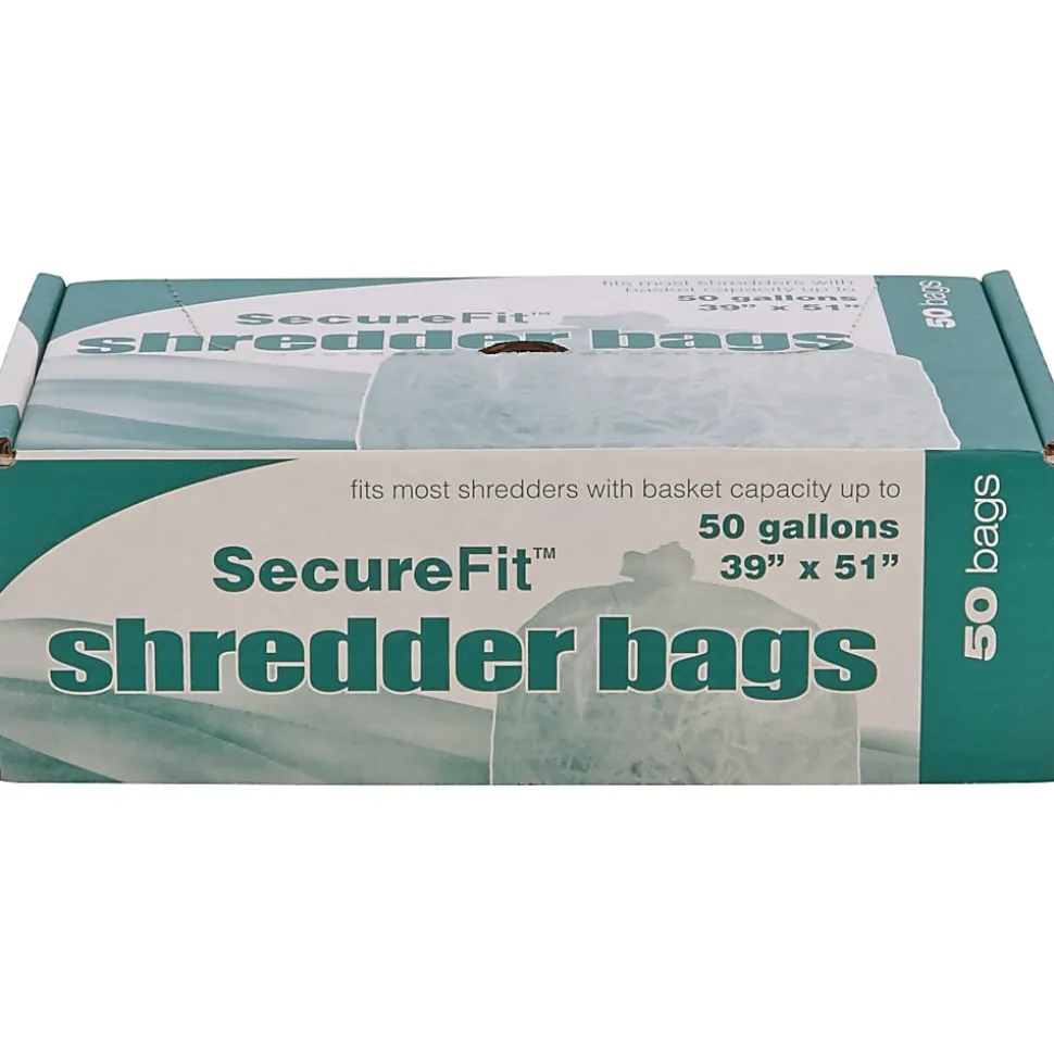 SKILCRAFT Shredder Bags, 39" x 51", 50 Gallons, Clear, 25 Bags Per Roll, Set of 2 Rolls, (AbilityOne 8105-01-557-4976)