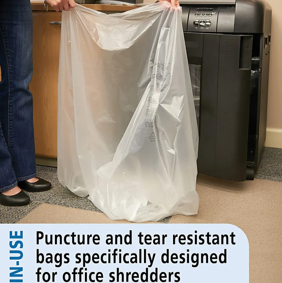 SKILCRAFT Shredder Bags, 39" x 51", 50 Gallons, Clear, 25 Bags Per Roll, Set of 2 Rolls, (AbilityOne 8105-01-557-4976)