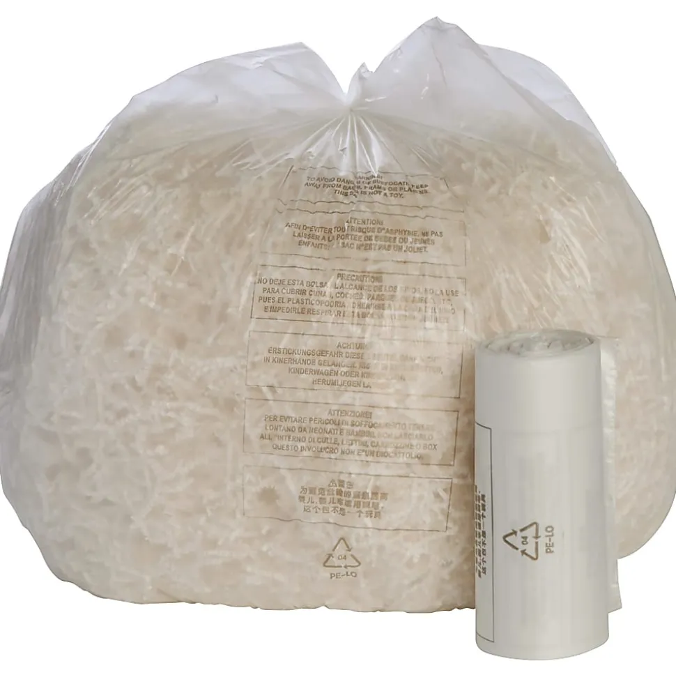 SKILCRAFT Shredder Bags, 31" x 36", 26 Gallons, Clear, Roll Of 50 Bags, (AbilityOne 8105-01-399-4792)