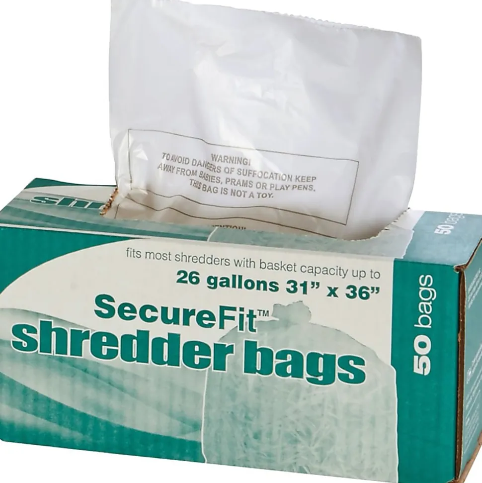 SKILCRAFT Shredder Bags, 31" x 36", 26 Gallons, Clear, Roll Of 50 Bags, (AbilityOne 8105-01-399-4792)