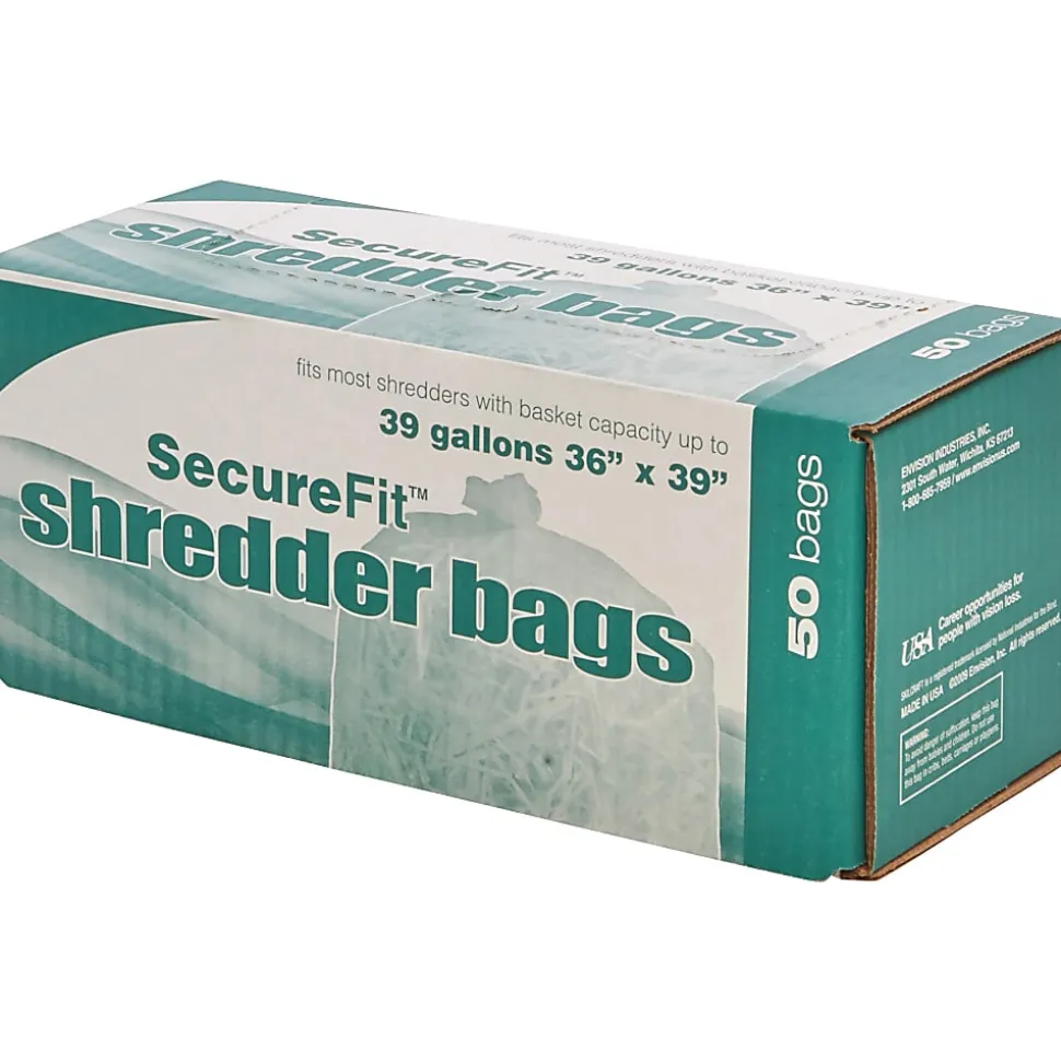 SKILCRAFT Shredder Bags, 36" x 39", 39 Gallons, Clear, Roll Of 50 Bags, (AbilityOne 8105-01-399-4793)