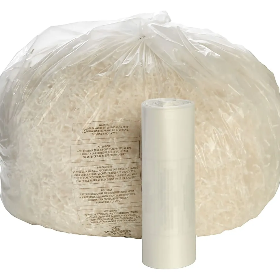 SKILCRAFT Shredder Bags, 36" x 39", 39 Gallons, Clear, Roll Of 50 Bags, (AbilityOne 8105-01-399-4793)