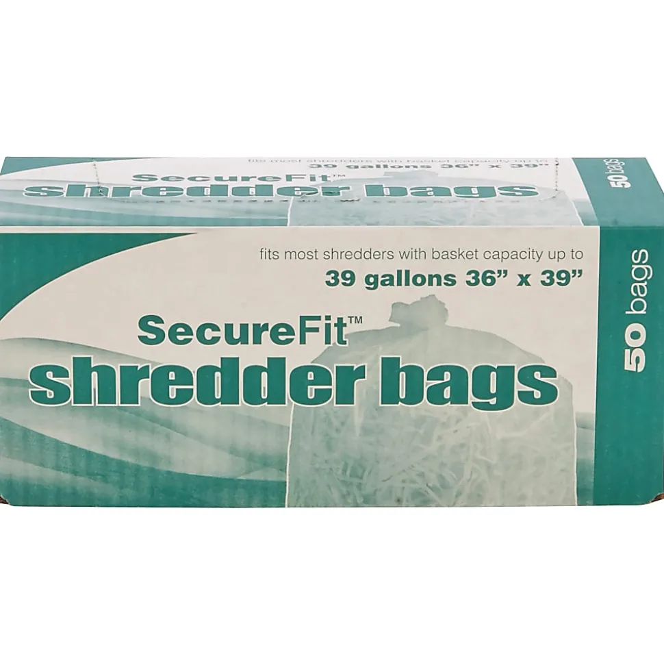 SKILCRAFT Shredder Bags, 36" x 39", 39 Gallons, Clear, Roll Of 50 Bags, (AbilityOne 8105-01-399-4793)