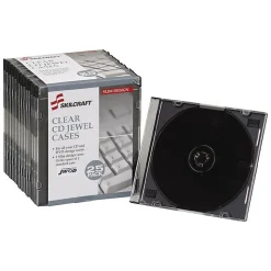 SKILCRAFT® Slim CD Jewel Cases, Pack Of 25 (AbilityOne 7045-01-502-6513)