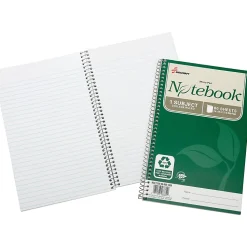 SKILCRAFT® Spiral Notebook, 6" x 9-1/2", 1 Subject, College Rule, 80 Sheets, 100% Recycled, Green, Pack of 3