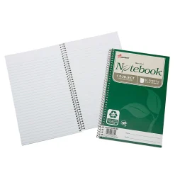 SKILCRAFT® Spiral Notebook, 6" x 9-1/2", 1 Subject, College Rule, 80 Sheets, 100% Recycled, Green, Pack of 3