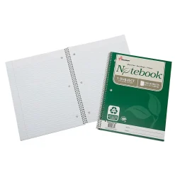 SKILCRAFT® Spiral Notebook, 8-1/2" x 11", 1 Subject, College Rule, 100 Sheets, 100% Recycled, Green, Pack of 3
