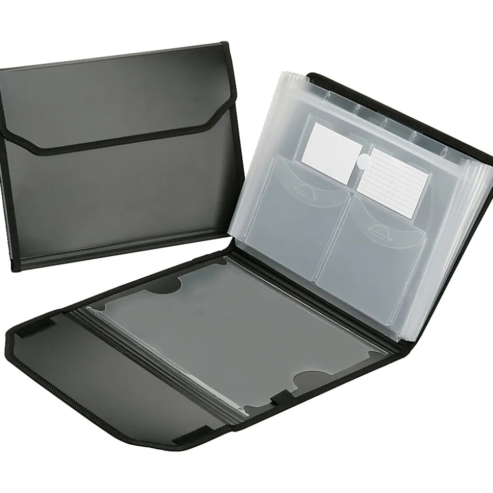 SKILCRAFT® 7-Tab Polypropylene Expanding File Folder, Letter Size, Black