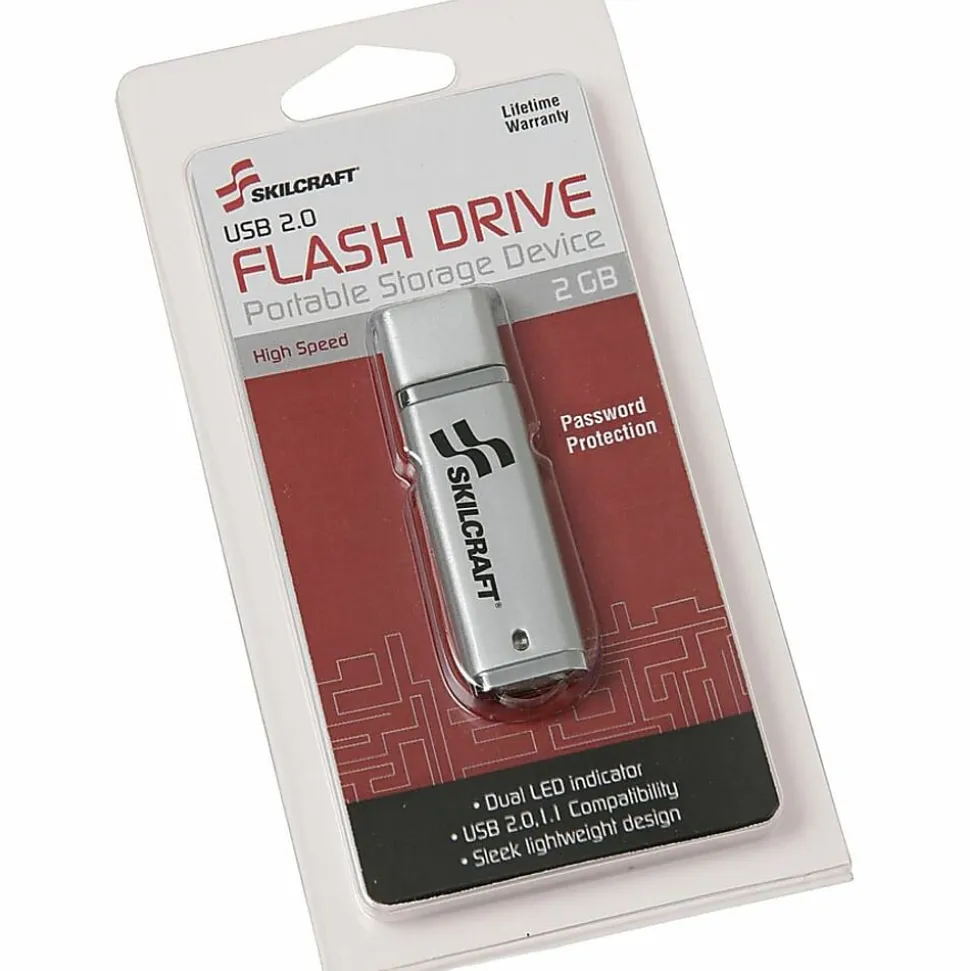 SKILCRAFT USB Flash Drive With 256-Bit AES Encryption, 2GB (AbilityOne 7045-01-558-4986)