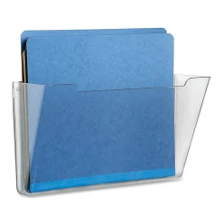 SKILCRAFT 7520-01-582-7273 Vertical Wall Hanging File, 7.3"H x 13.5"W x 4"D, Wall Mountable, Clear, Polystyrene, 1 / Each