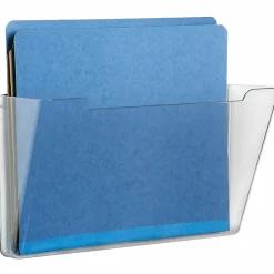 SKILCRAFT 7520-01-582-7273 Vertical Wall Hanging File, 7.3"H x 13.5"W x 4"D, Wall Mountable, Clear, Polystyrene, 1 / Each