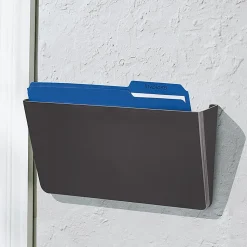 SKILCRAFT 7520-01-582-7279 Vertical Wall Hanging File, 7.3"H x 13.5"W x 4"D, Wall Mountable, Smoke, Polystyrene, 1 / Each