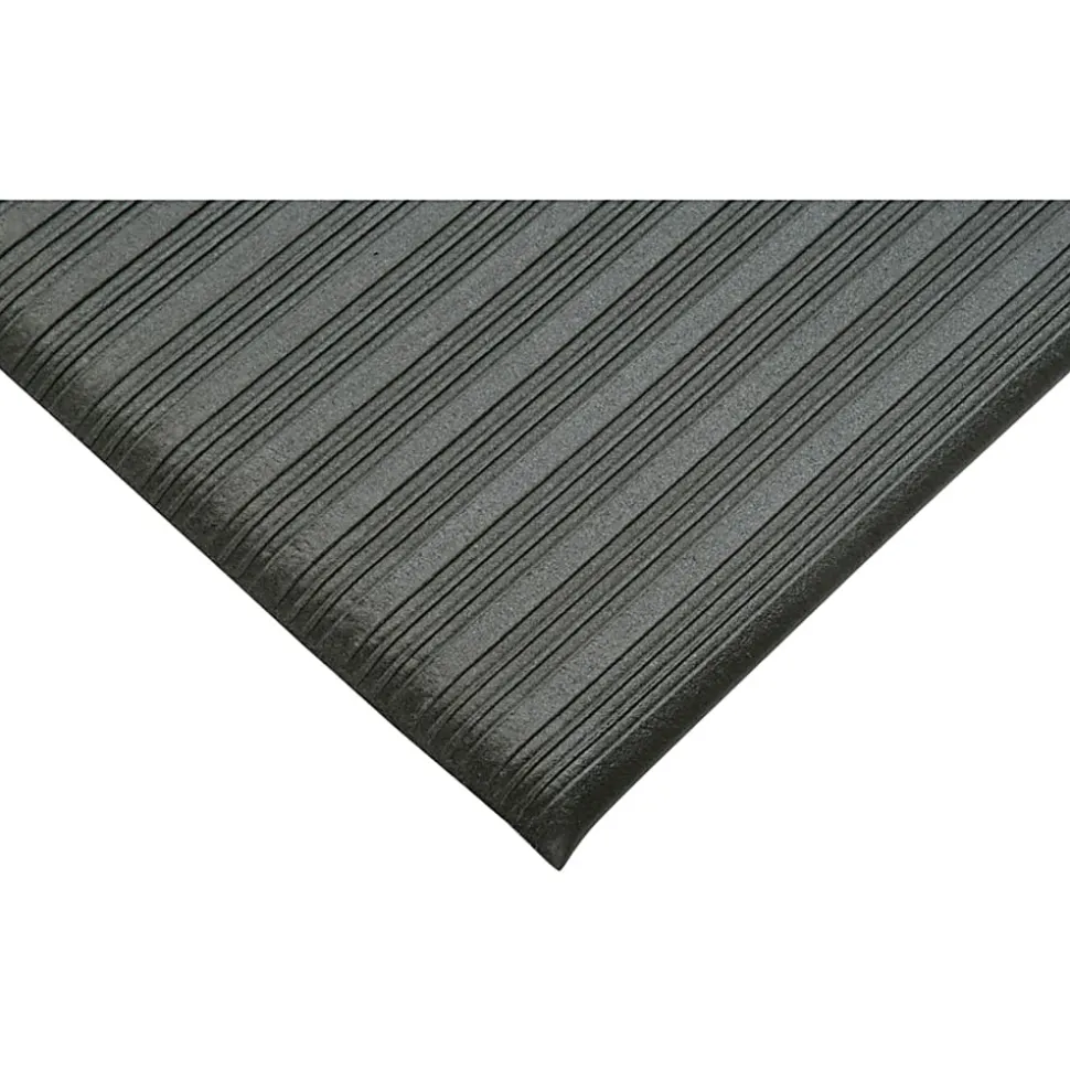 SKILCRAFT® Vinyl Ribbed Anti-Fatigue Mat, 36" x 60", Black (AbilityOne 7220-01-616-3624)