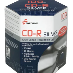 SKILCRAFT® 52X CD-R Thermal Printable Media, 700 MB, 80 Minutes, Pack Of 100