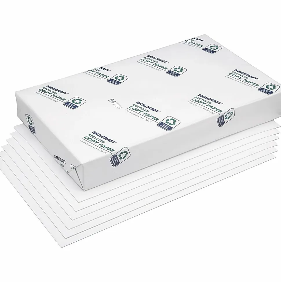 SKILCRAFT® Xerographic Copy Paper, 5 Reams, White, Ledger (11"x17"), 2500 Sheets Per Case, 20 Lb, 50% Recycled (AbilityOne 7530-01-085 5225) - 855225