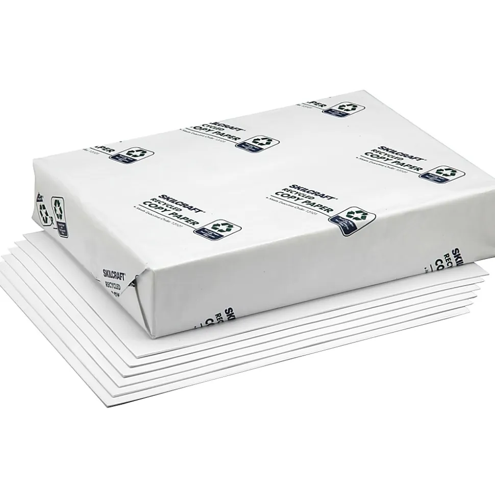 SKILCRAFT® Xerographic Copy Paper, 10 Reams, White, Letter Size, 5000 Sheets Per Case, 20 Lb, 50% Recycled (AbilityOne 7530-01-398 2652) - 3982652