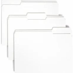 Smead Colored 1/3 Tab Cut Letter Recycled Top Tab File Folder - 8 1/2"x11" - Top Tab Location - Assorted Position Tab Position - White - 10% - 100/Box