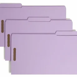SmeadĀ® Colored Top-Tab Fastener File Folders, 8 1/2" x 14", Legal Size, Lavender, Box Of 50 Folders