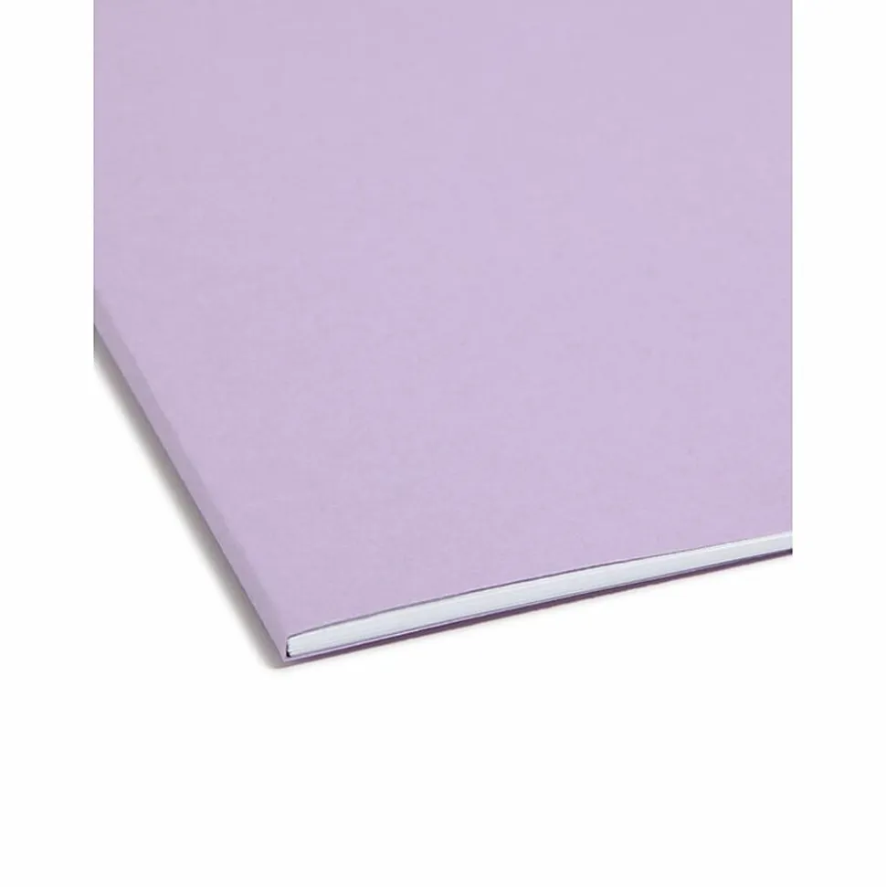 Smead® Colored Top-Tab Fastener File Folders, 8 1/2" x 14", Legal Size, Lavender, Box Of 50 Folders