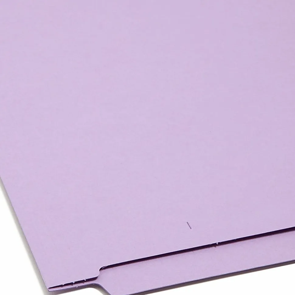 Smead® Color End-Tab Folders, Straight Cut, Letter Size, Lavender, Box Of 100