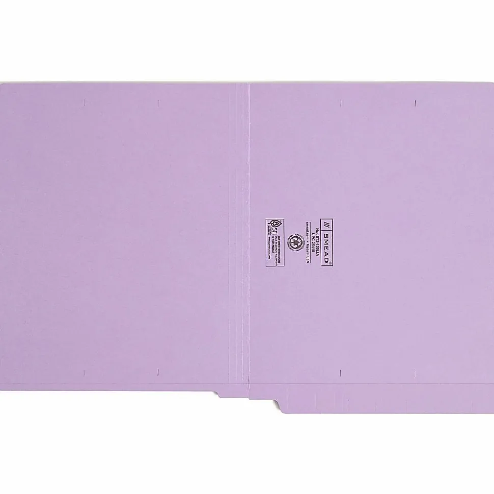 Smead® Color End-Tab Folders, Straight Cut, Letter Size, Lavender, Box Of 100