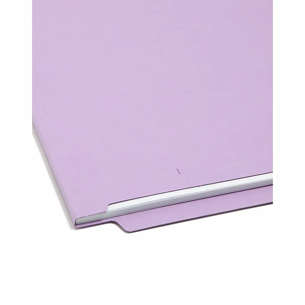 Smead® Color End-Tab Folders, Straight Cut, Letter Size, Lavender, Box Of 100