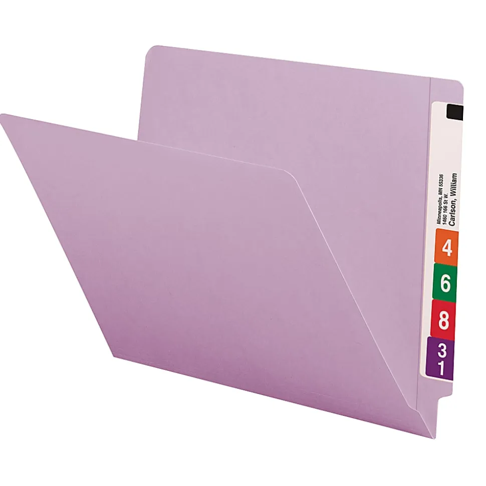 Smead® Color End-Tab Folders, Straight Cut, Letter Size, Lavender, Box Of 100