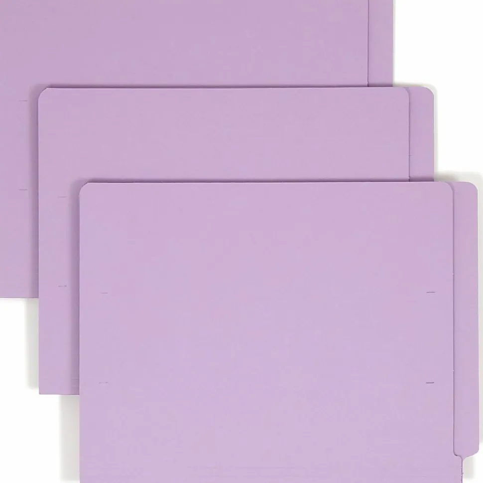 Smead® Color End-Tab Folders, Straight Cut, Letter Size, Lavender, Box Of 100