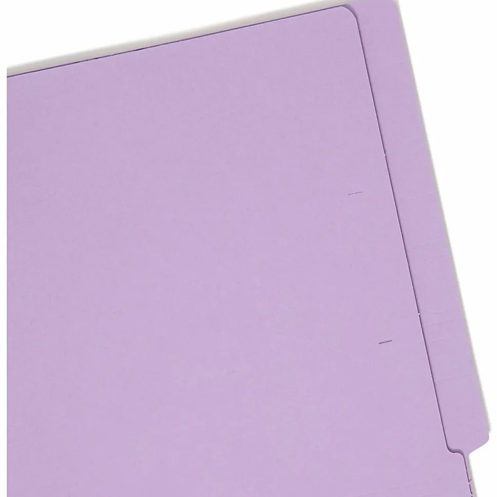 Smead® Color End-Tab Folders, Straight Cut, Letter Size, Lavender, Box Of 100