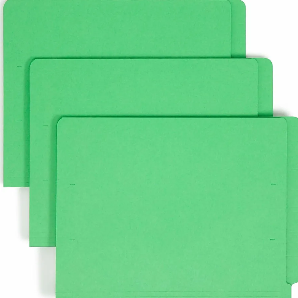 Smead® Color End-Tab Folders, Straight Cut, Letter Size, Green, Box Of 100