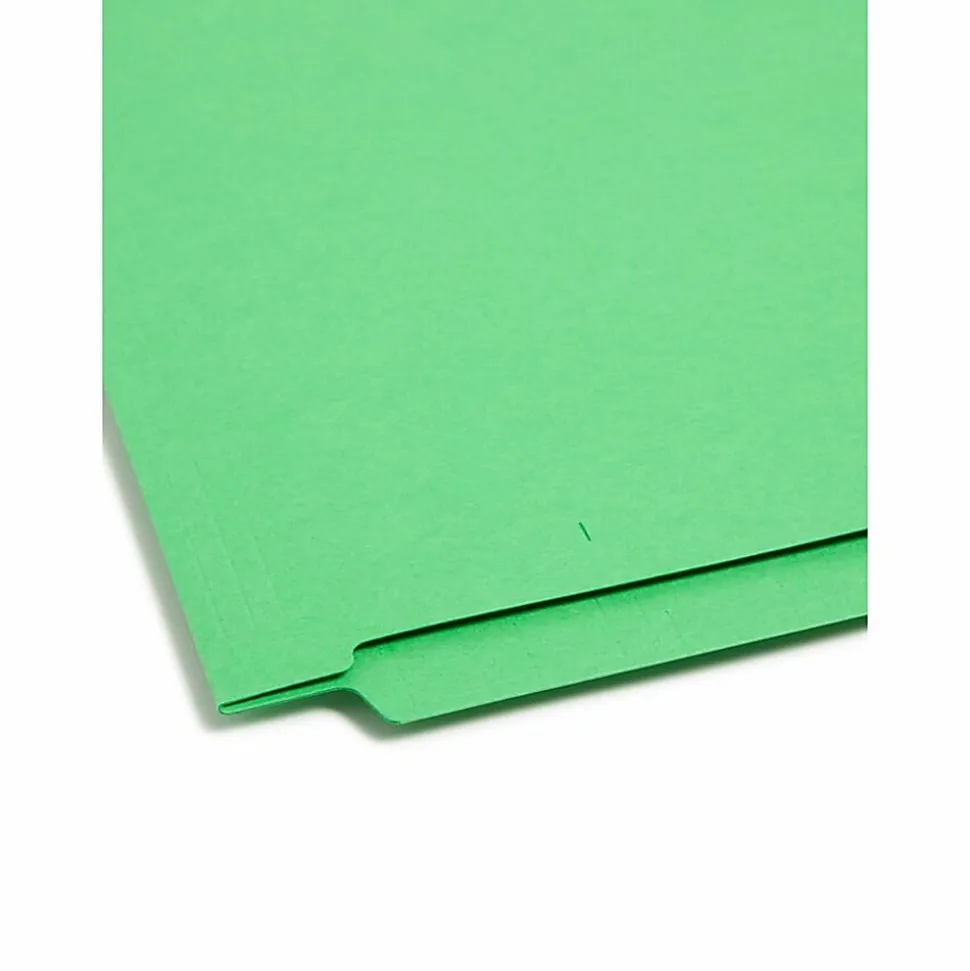 Smead® Color End-Tab Folders, Straight Cut, Letter Size, Green, Box Of 100
