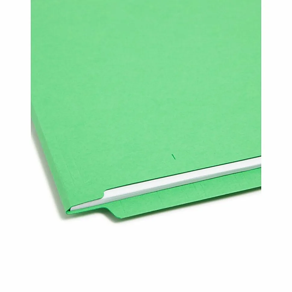 Smead® Color End-Tab Folders, Straight Cut, Letter Size, Green, Box Of 100