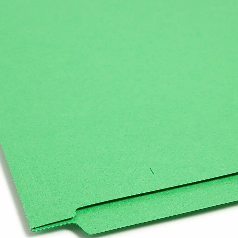 Smead® Color End-Tab Folders, Straight Cut, Letter Size, Green, Box Of 100