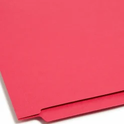 Smead® Color End-Tab Folders, Straight Cut, Letter Size, Red, Box Of 100