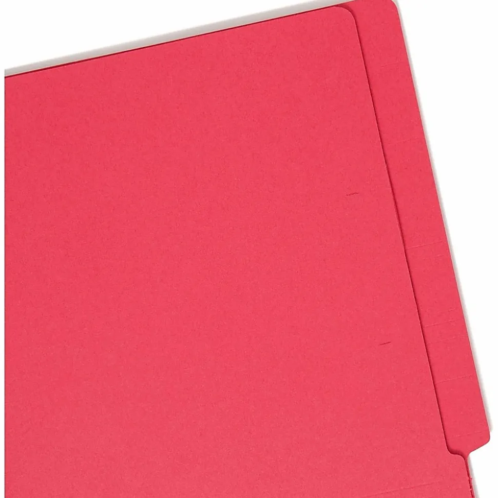 Smead® Color End-Tab Folders, Straight Cut, Letter Size, Red, Box Of 100